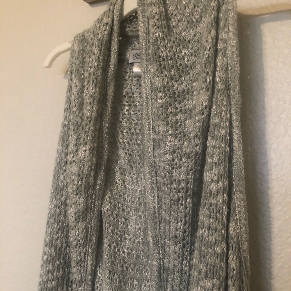 Sleeveless knit open front cardigan